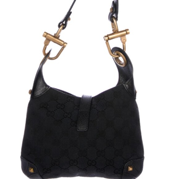 Vintage Gucci GG Canvas Piston Jackie Bag - Black - Picture 2 of 5
